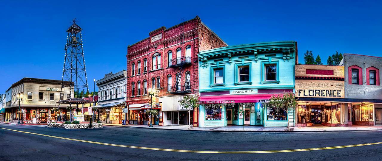 Placerville street at night